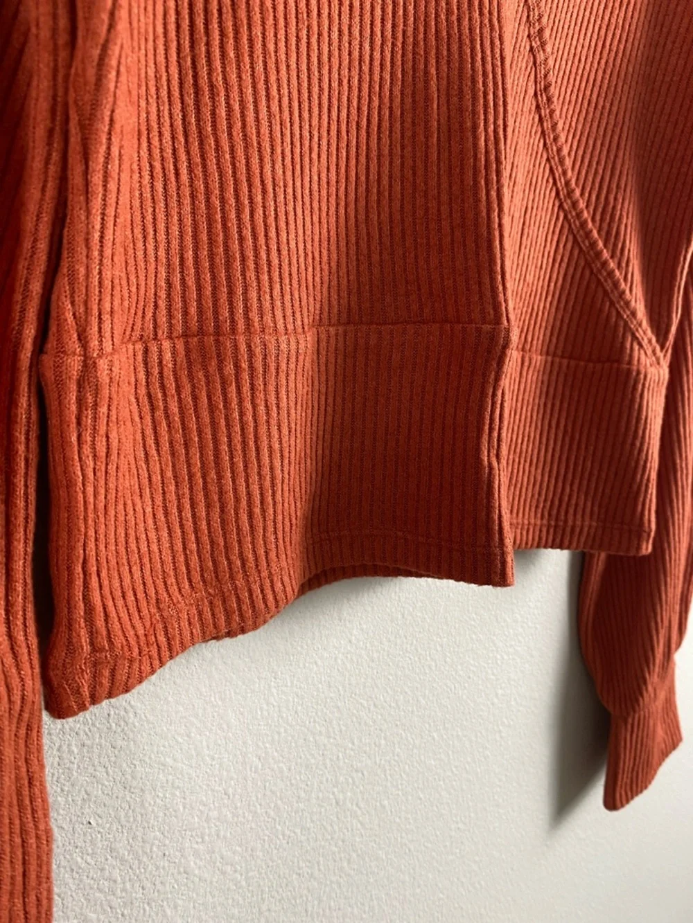 Hollister Ribbed Knit Long Sleeve Top/Tee | V Neck | Rust - Picture 11 of 14